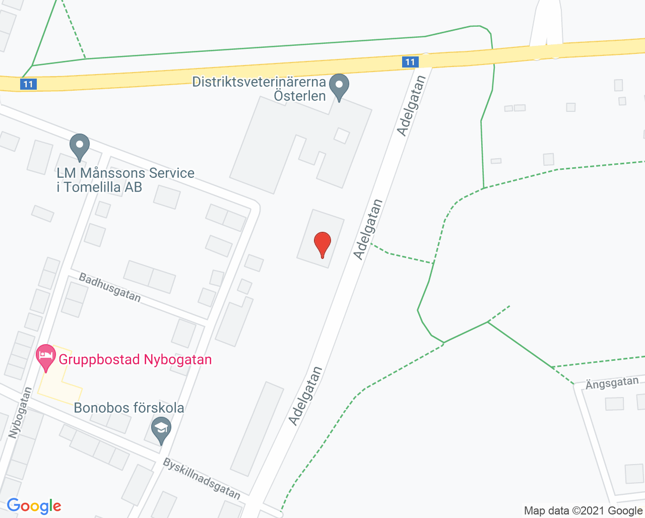 Karta till Tomelilla, Allmäntandvård, Folktandvården Skåne AB