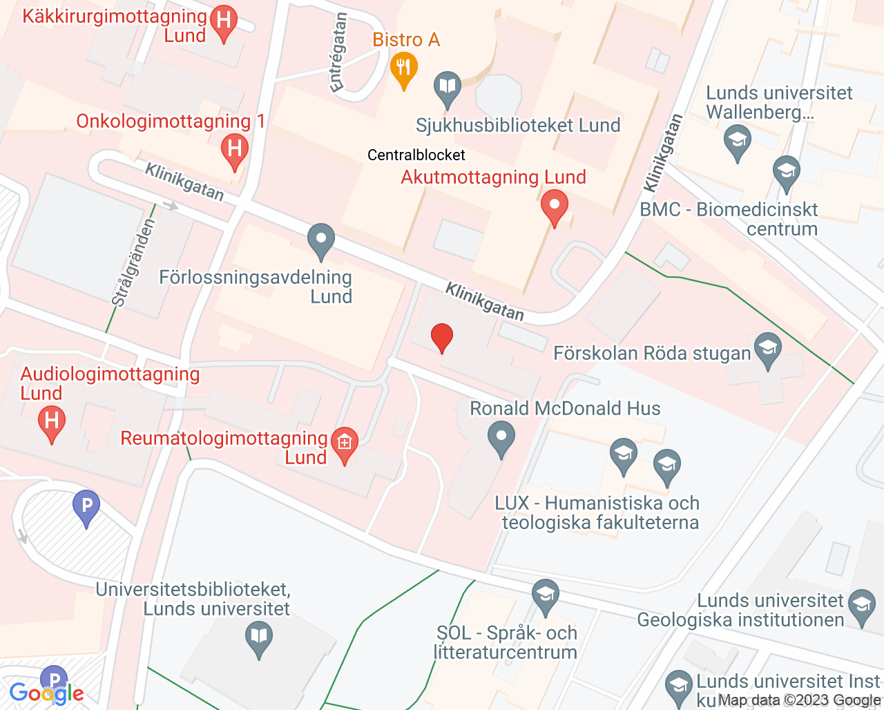 Karta till Ögonmottagning 1 Lund