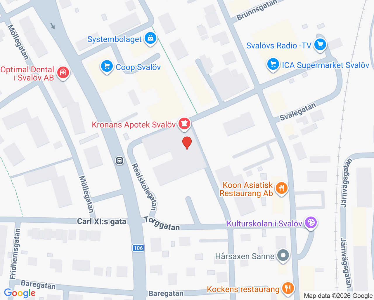 Karta till Vårdcentralen Svalöv