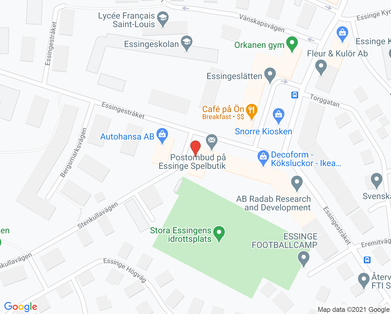 Karta till Essinge tandvård - tandläkare Malin Sjöstedt, Kungsholmen