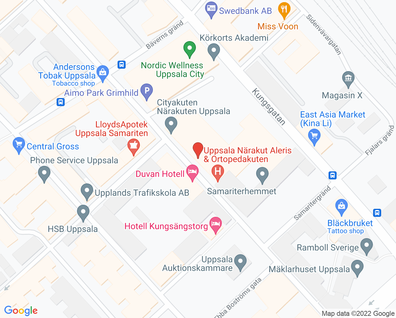 Karta till Barnavårdscentral Samariterhemmets vårdcentral, Uppsala