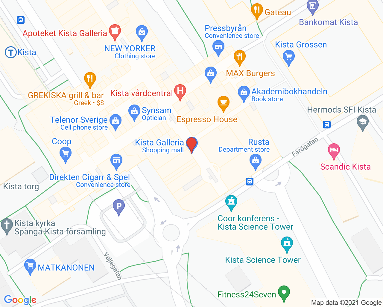 Karta till Synsam Recycling Outlet Kista