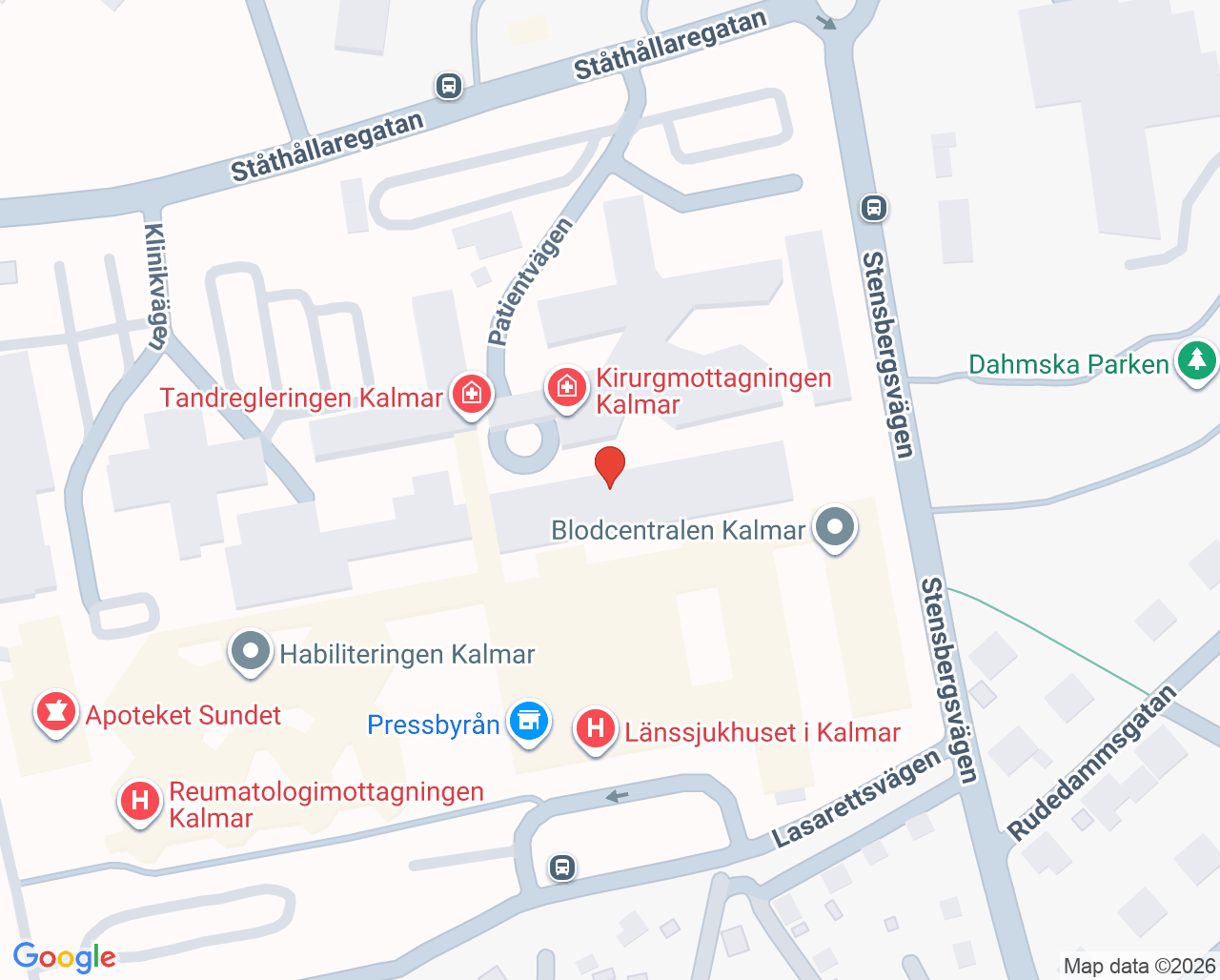 Karta till Onkologiska dagvården Kalmar