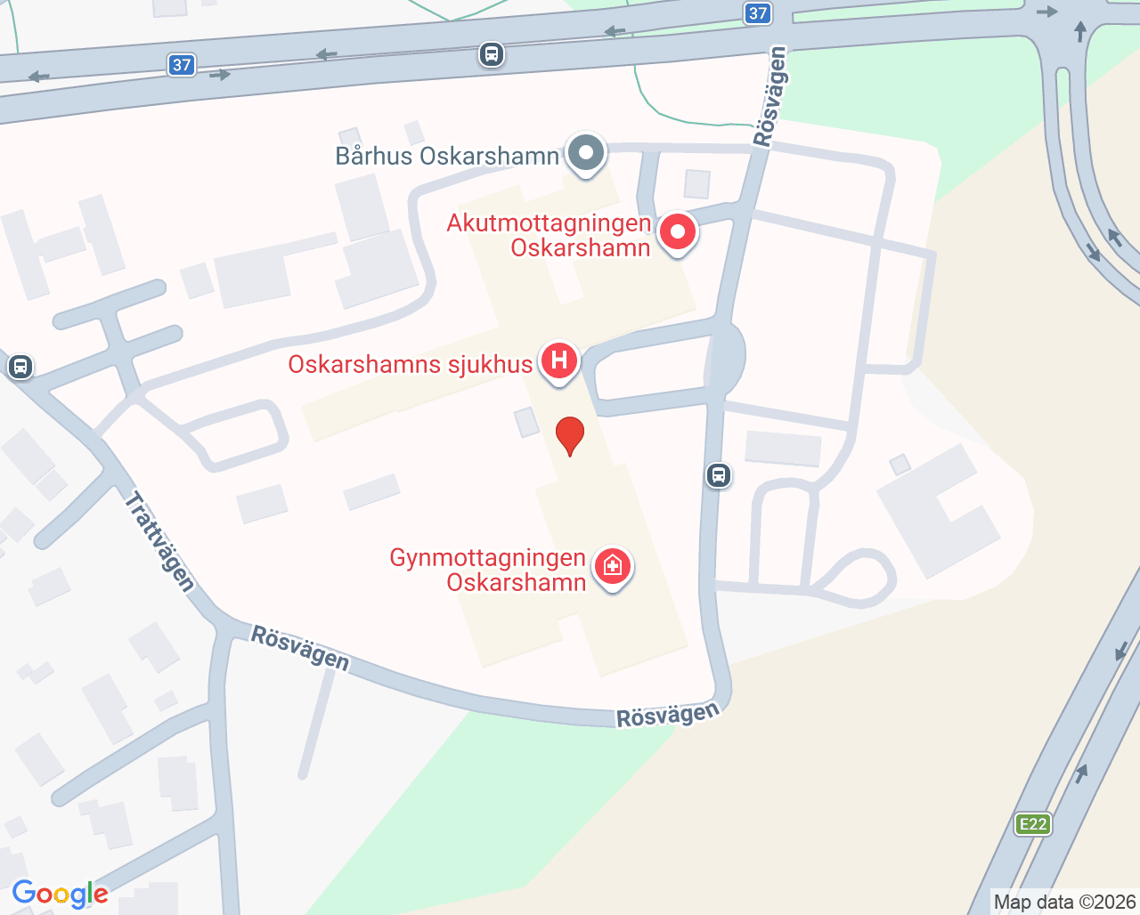 Karta till Orofacial medicin - sjukhustandvården Oskarshamn