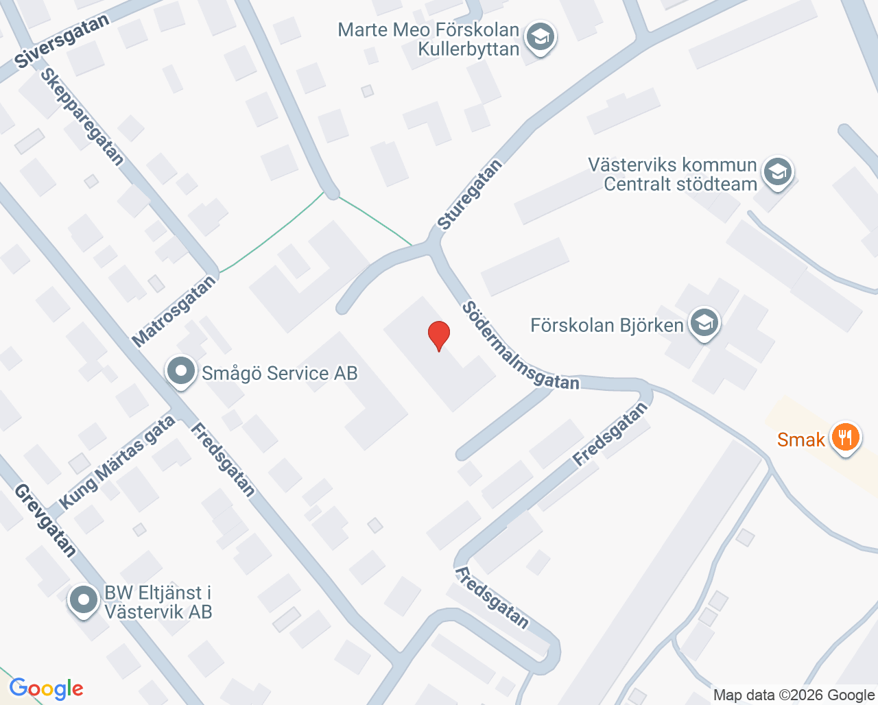 Karta till Barn- och ungdomshabiliteringen Västervik