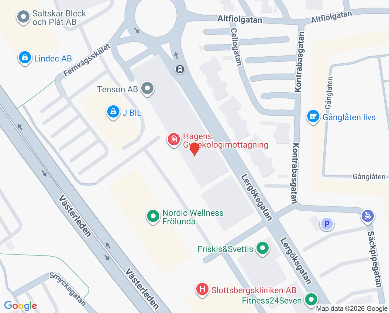 Karta till Hagens Gynekologimottagning Hans-Göran Hagström, Göteborg