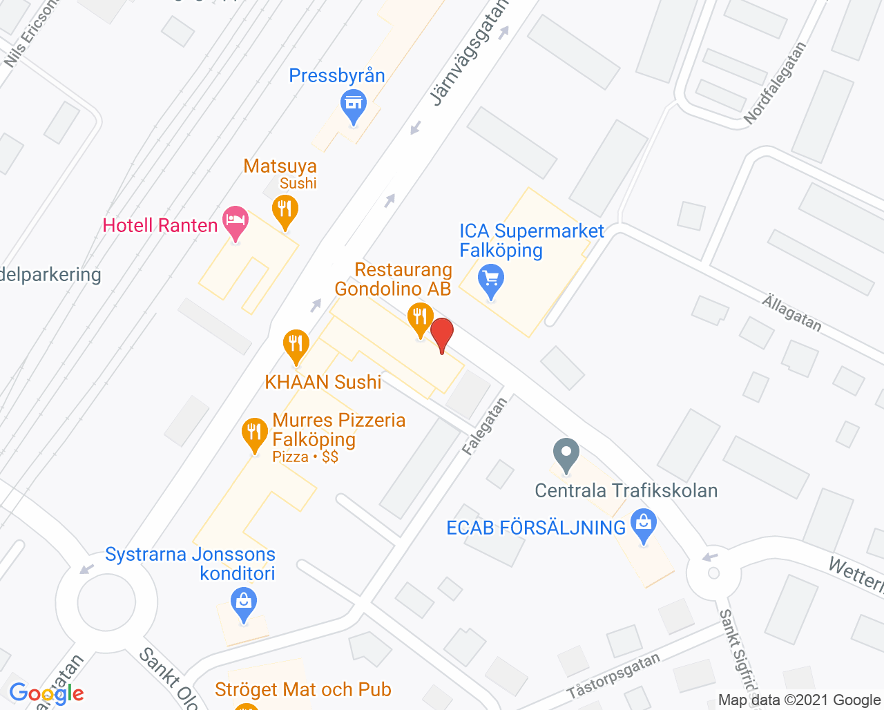 Karta till Tandläkare Maria Loftby Edwass, Falköping