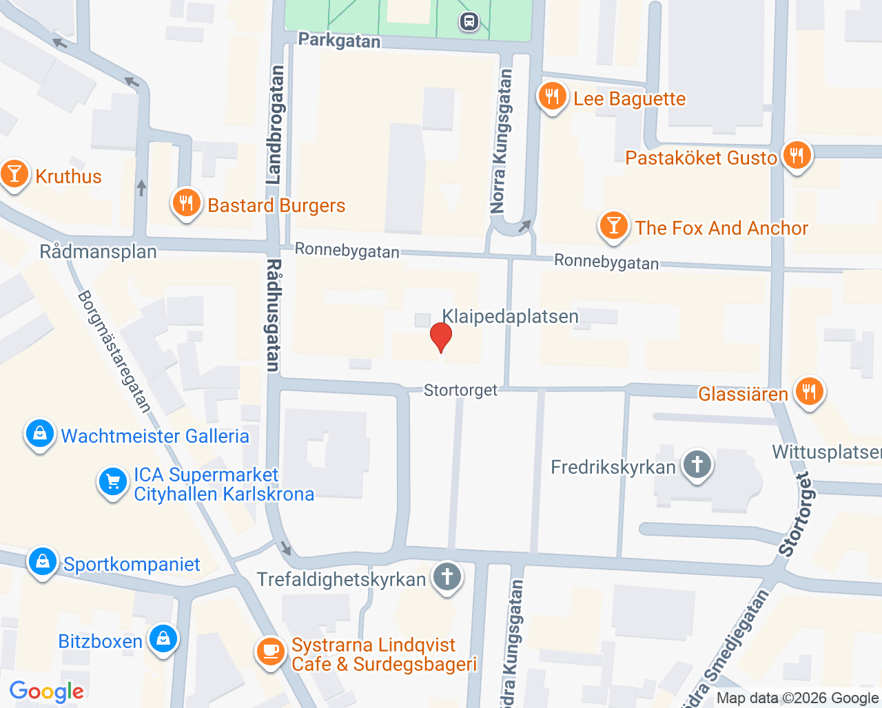 Karta till Ungdomsmottagning Karlskrona