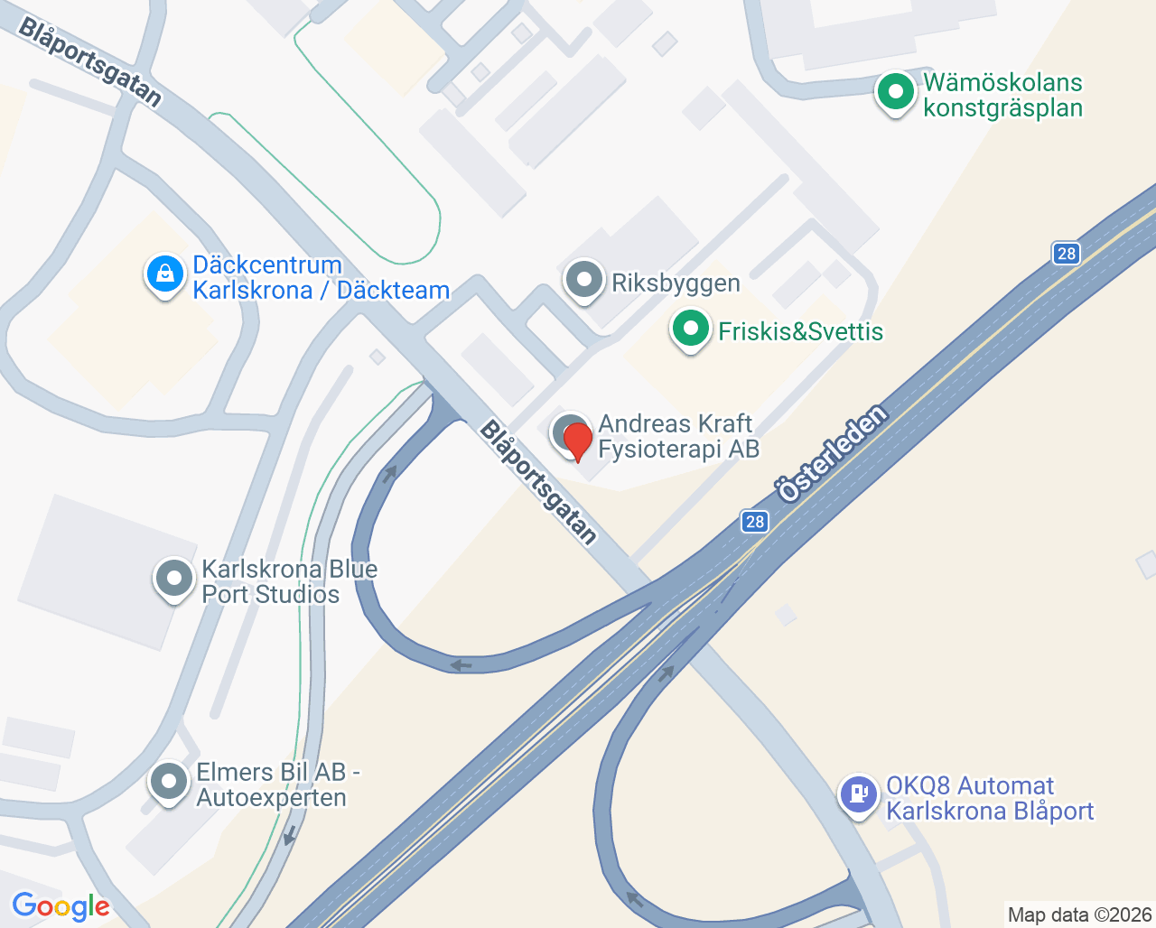 Karta till Karlskrona Fysio