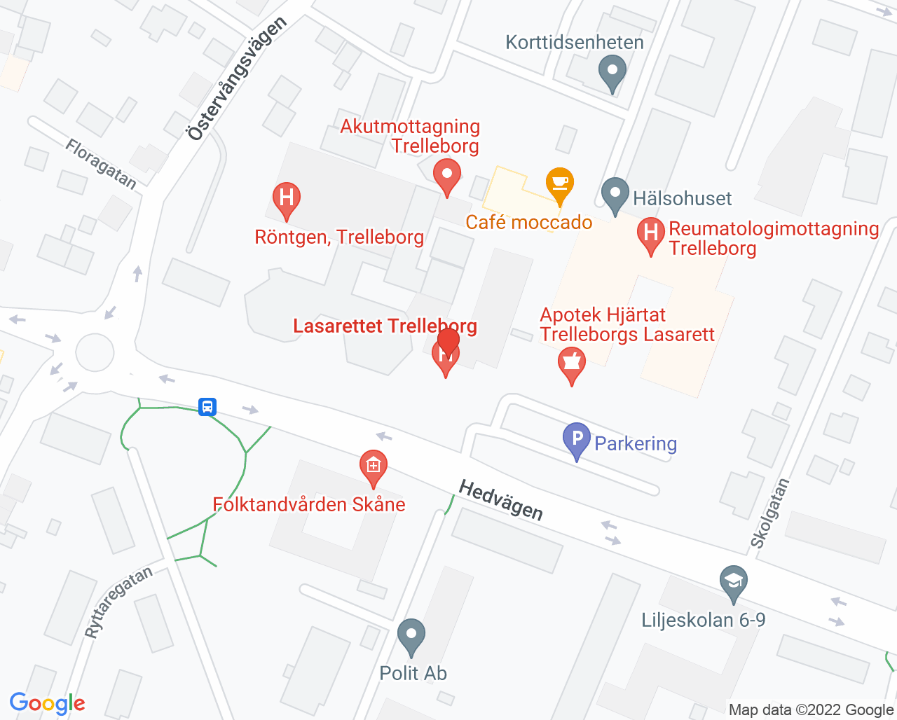 Karta till Hjärtmottagning Trelleborg