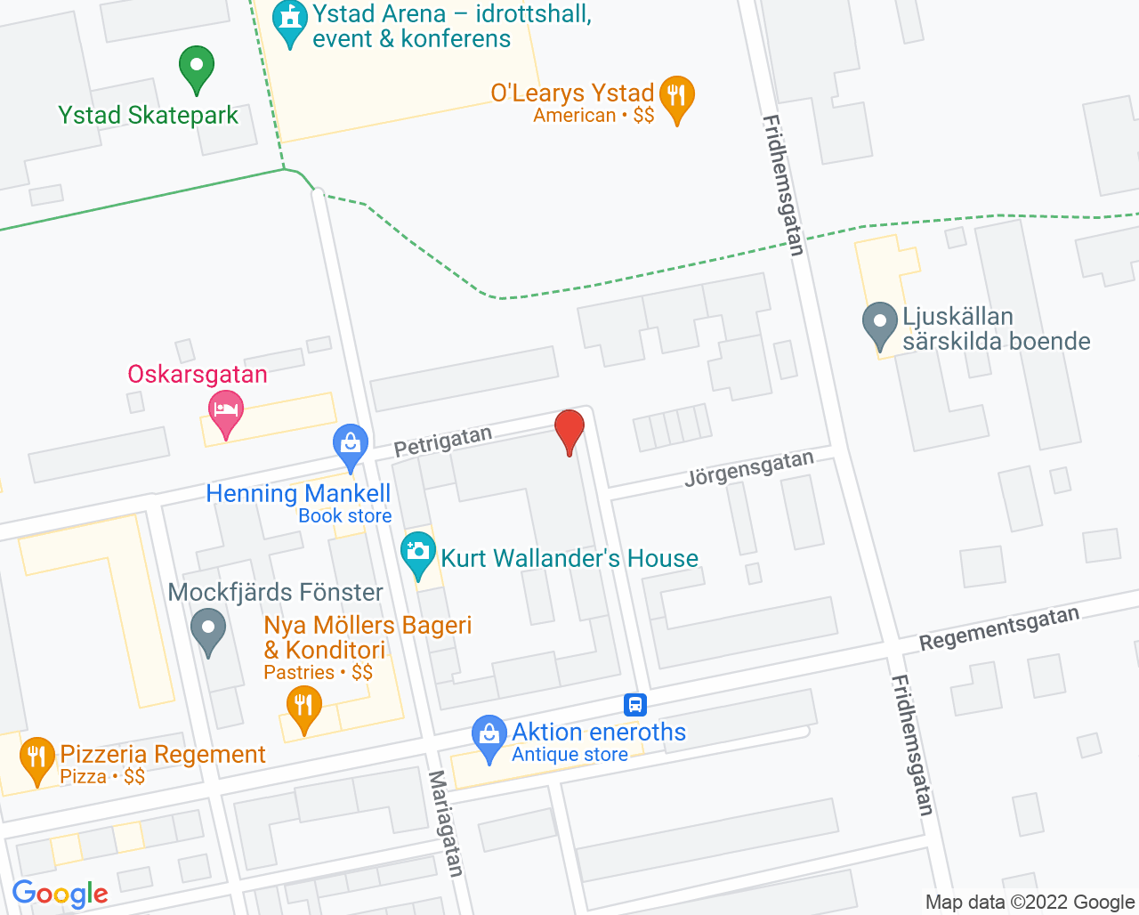Karta till Psoriasisföreningen Ystad-Österlen, Ystad