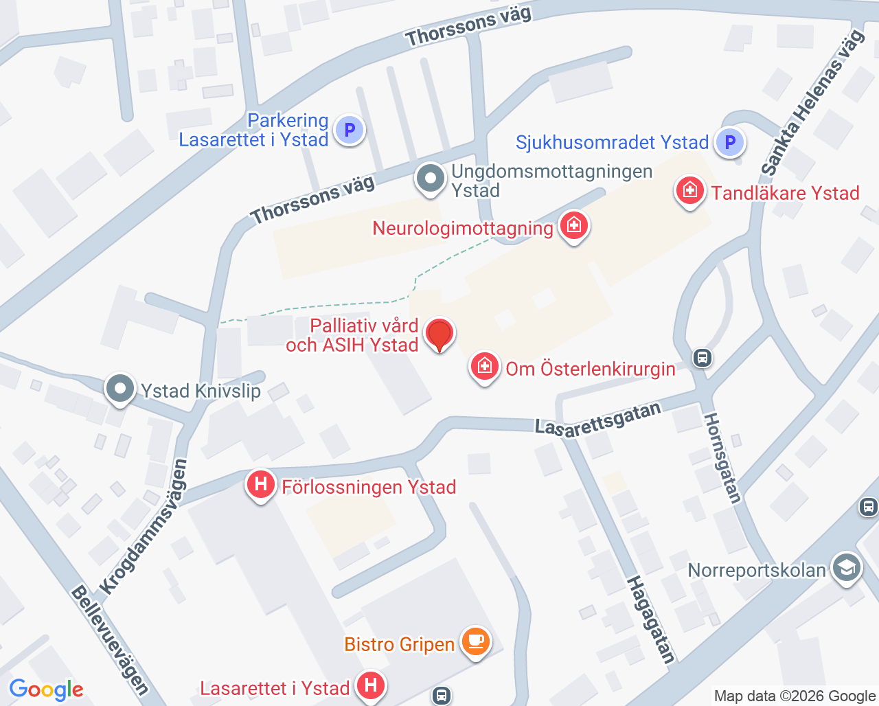 Karta till Avancerad sjukvård i hemmet Ystad