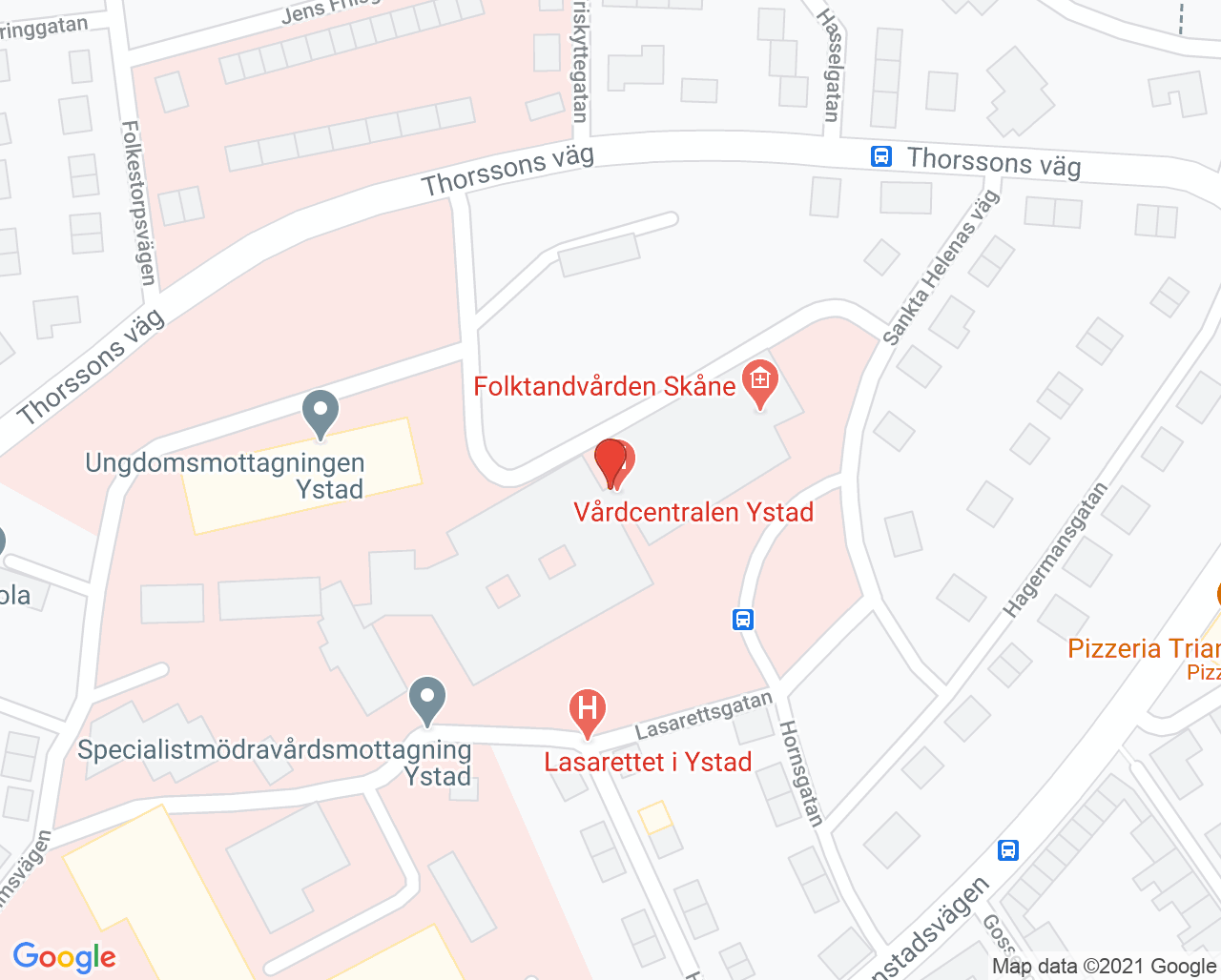 Karta till Fysioterapimottagning 1 Ystad