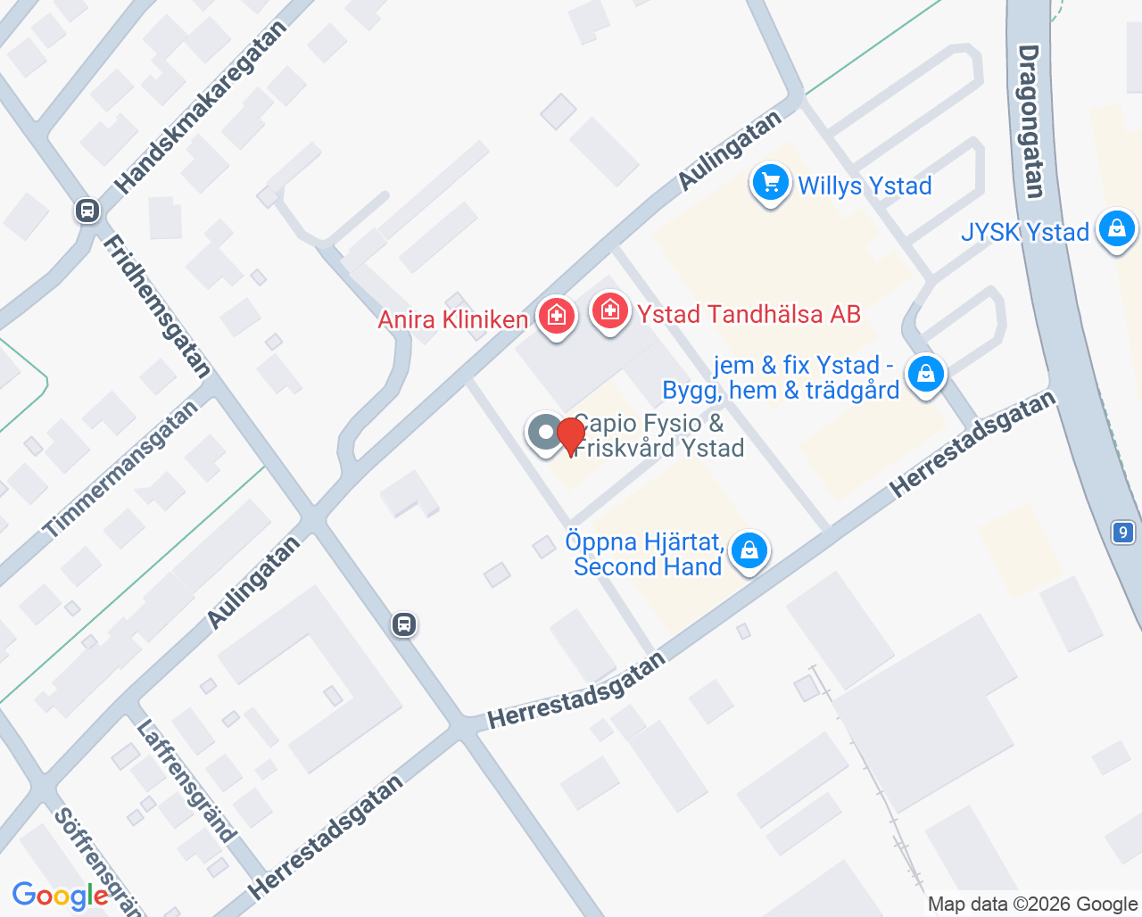 Karta till AudioNova Ystad