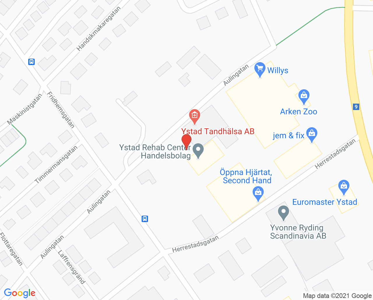 Karta till Capio Fysio Ystad
