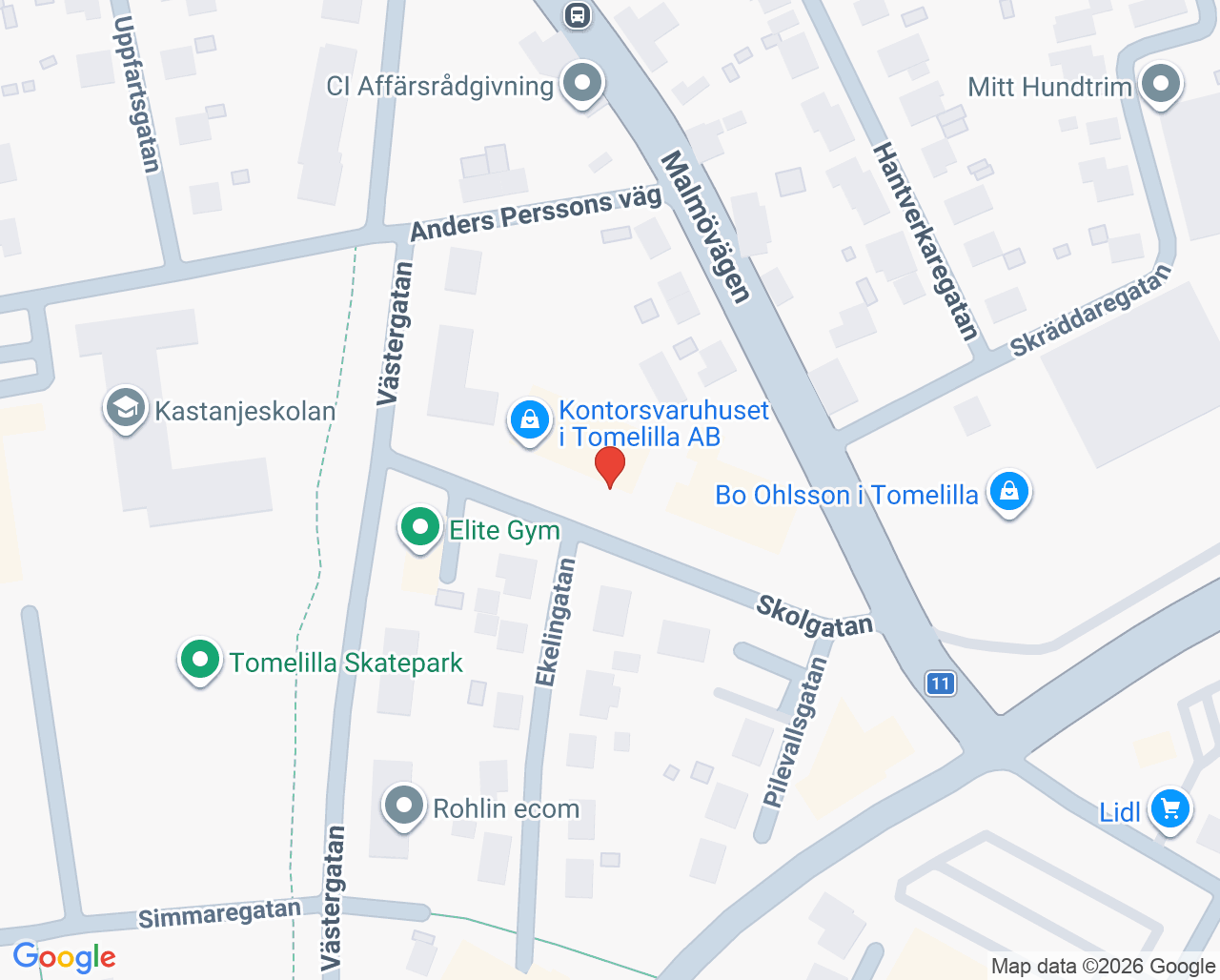 Karta till Barnavårdscentralen Tomelilla