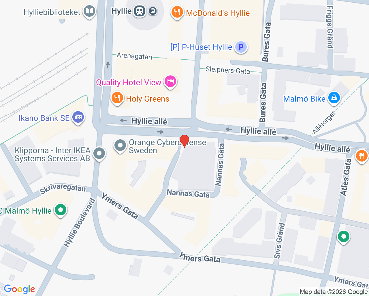 Karta till Diagnostiskt Centrum Hud Malmö Hyllie