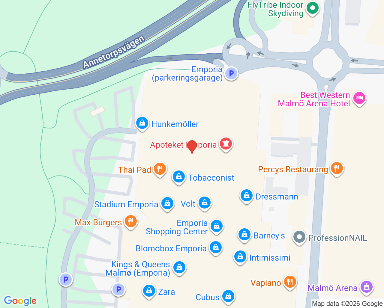 Karta till Synsam Malmö Emporia
