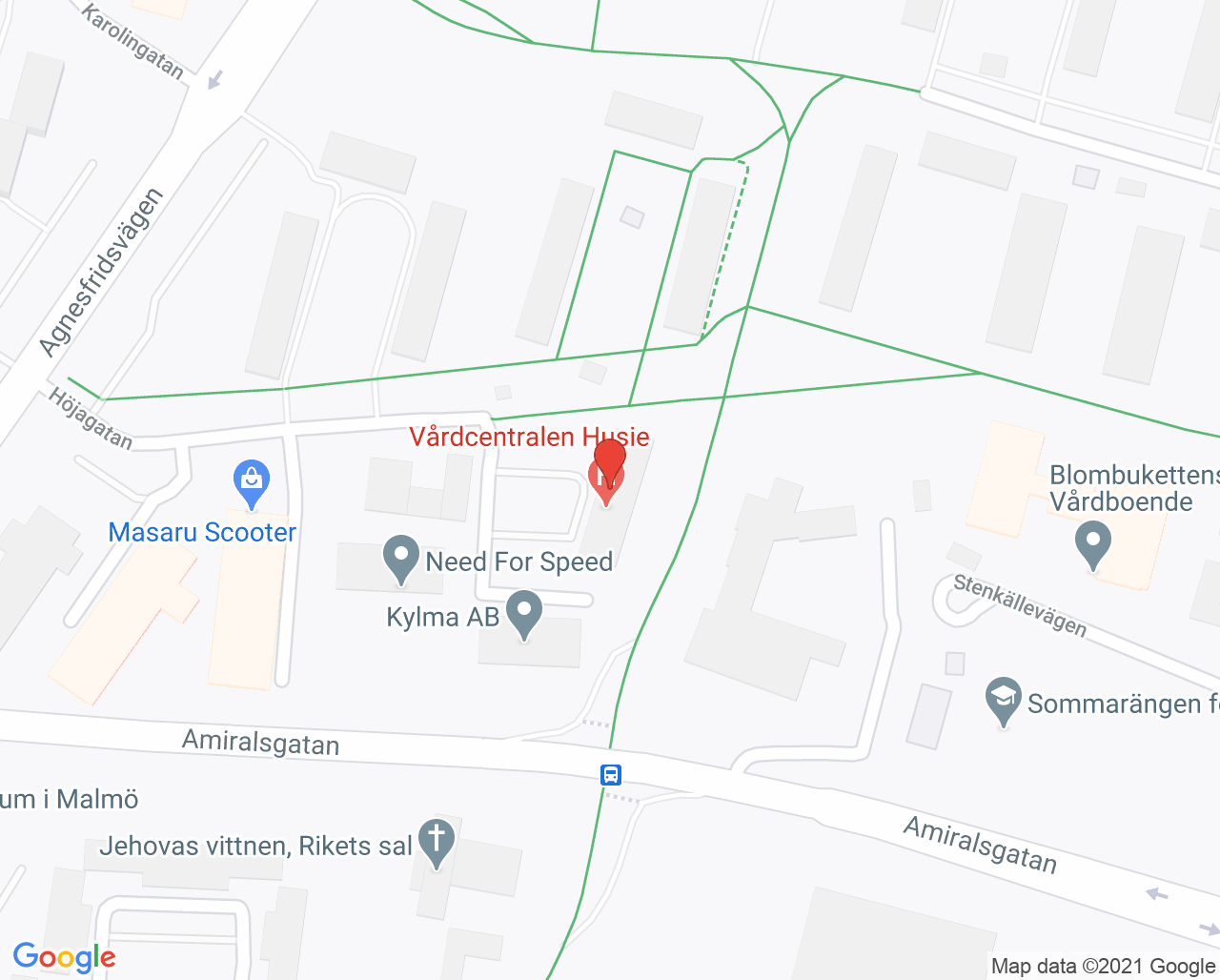 Karta till Barnavårdscentralen Nallen, Malmö