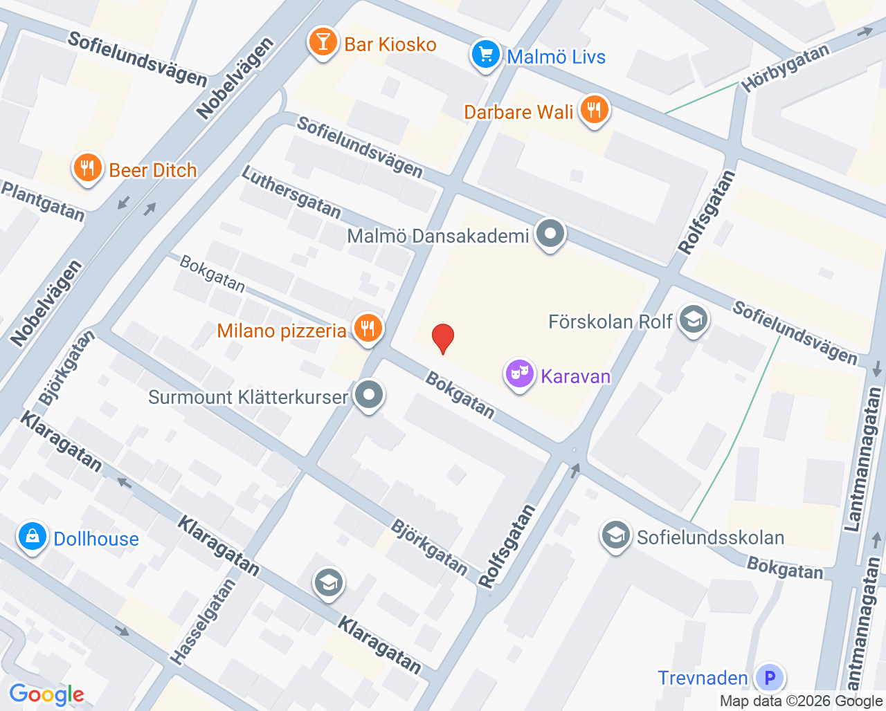 Karta till Vuxenpsykiatrimottagning 1 Laro Malmö