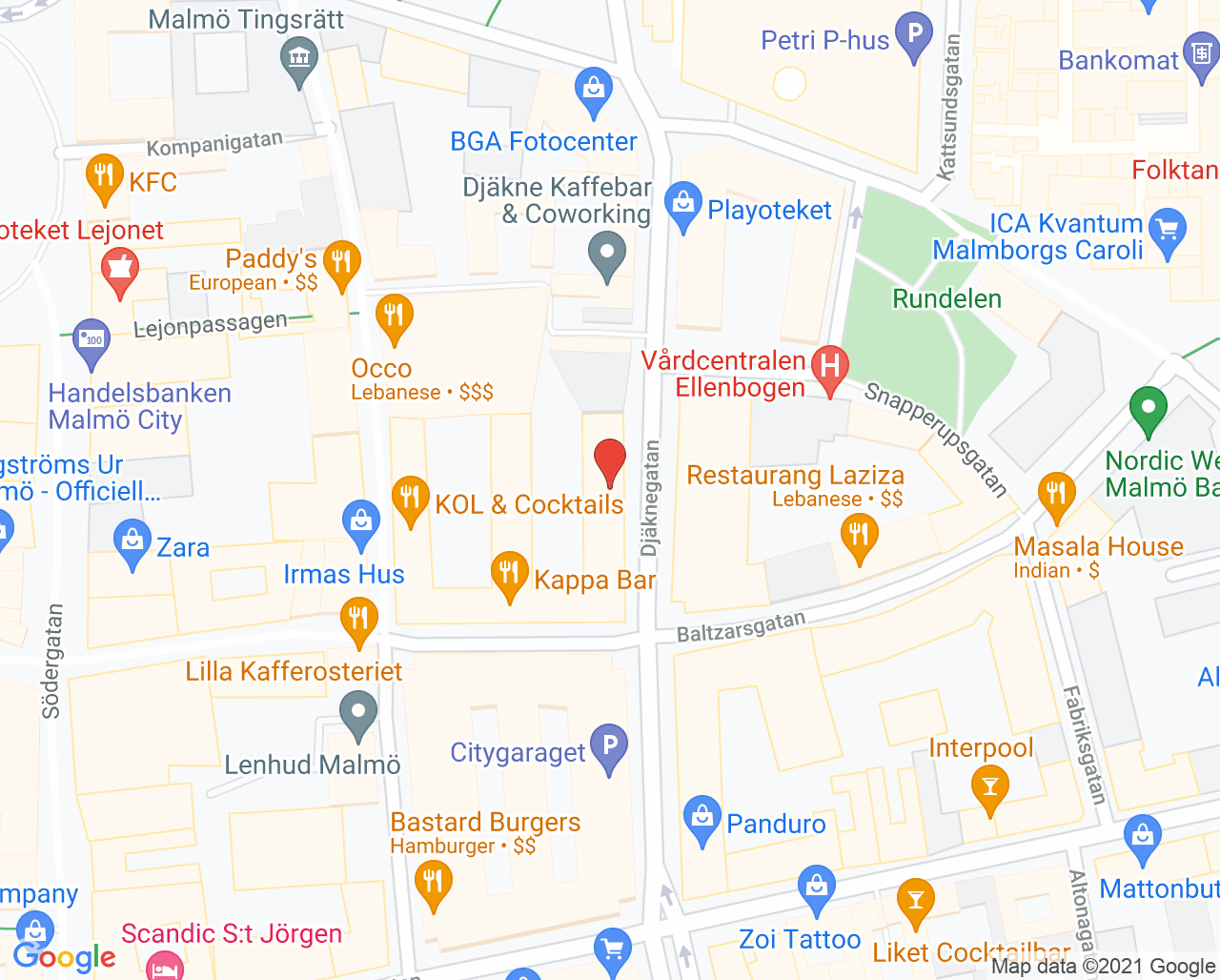 Karta till Optimal Dental Malmö, Malmö