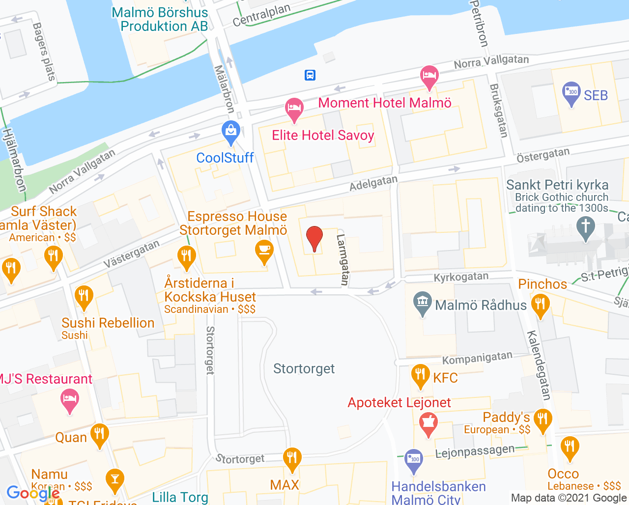 Karta till Tandläkare Agneta Nilsson, Malmö