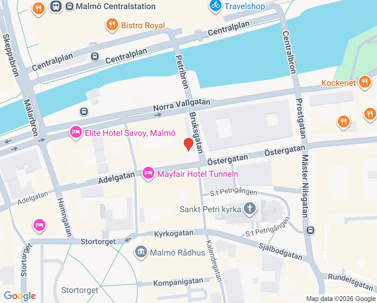 Karta till Malmö Specialisttandvård Pedodonti, Malmö