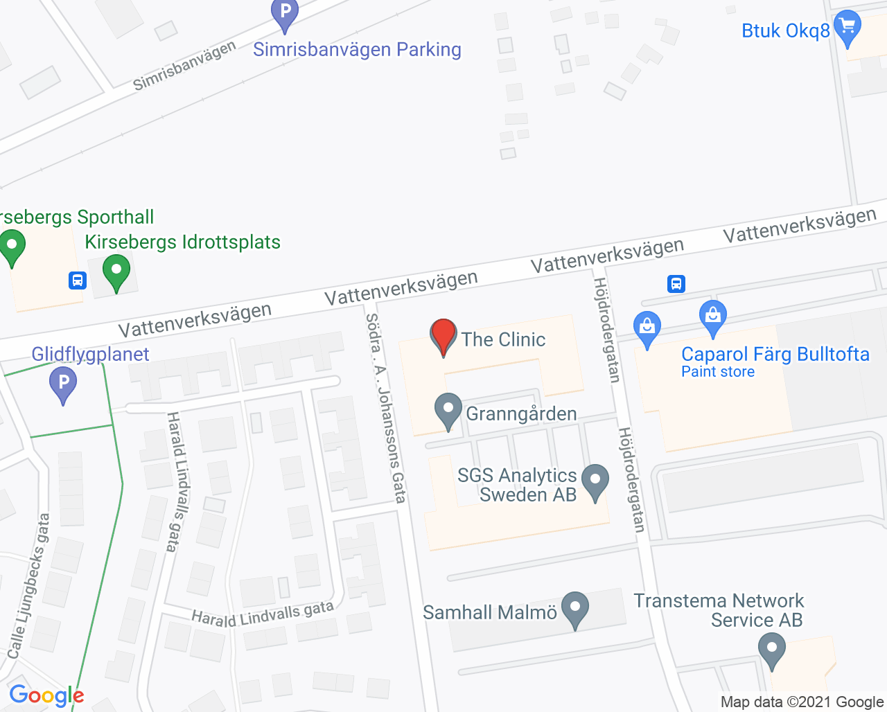 Karta till Limbra Malmö Kirseberg