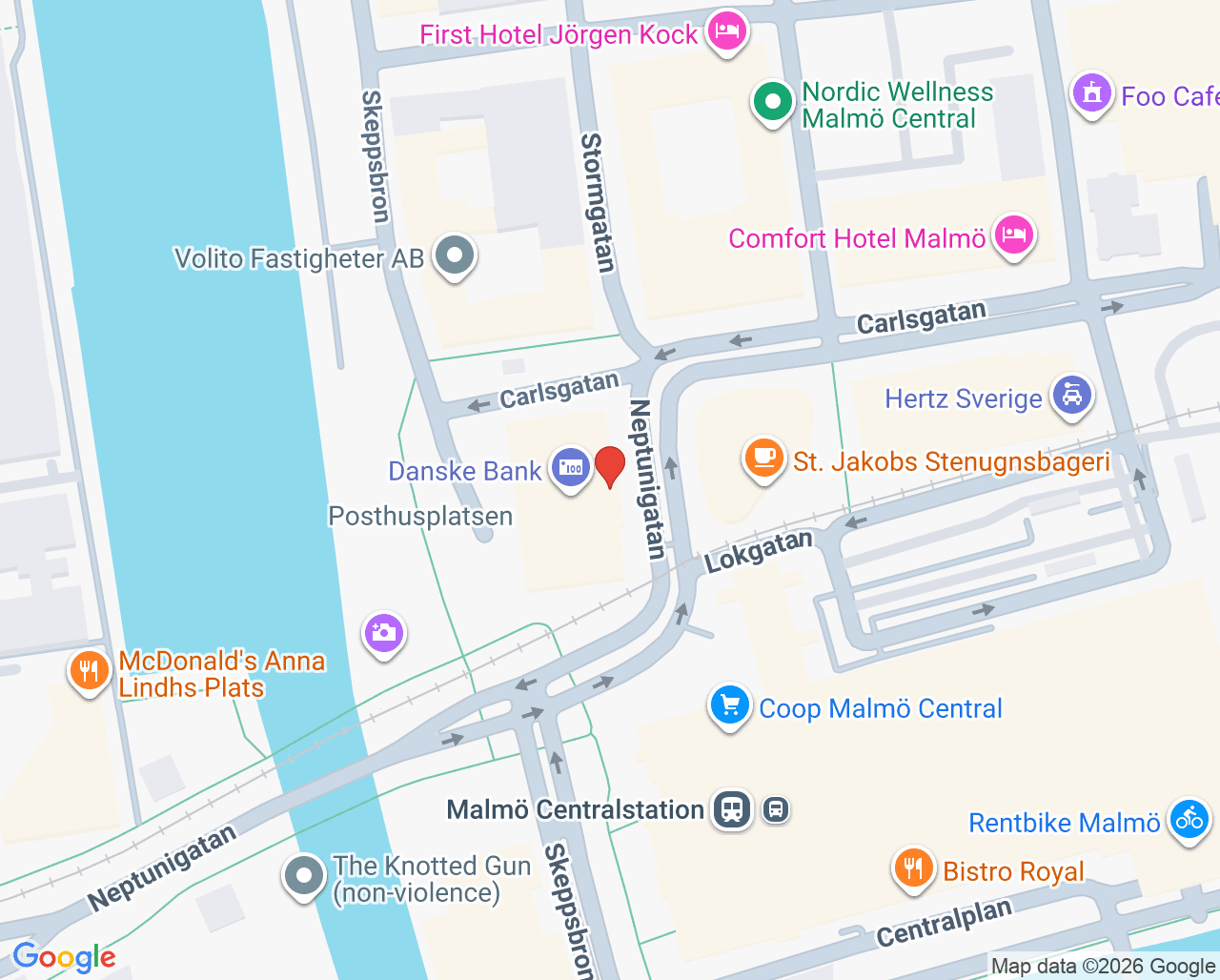 Karta till Tandvården Skeppsbron, Malmö