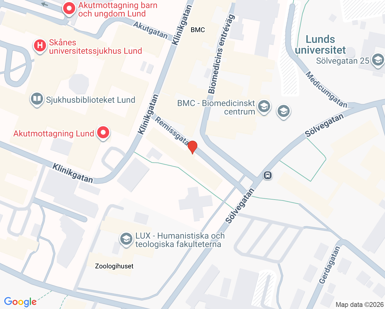 Karta till Forskningsmottagning hjärtmedicin Lund