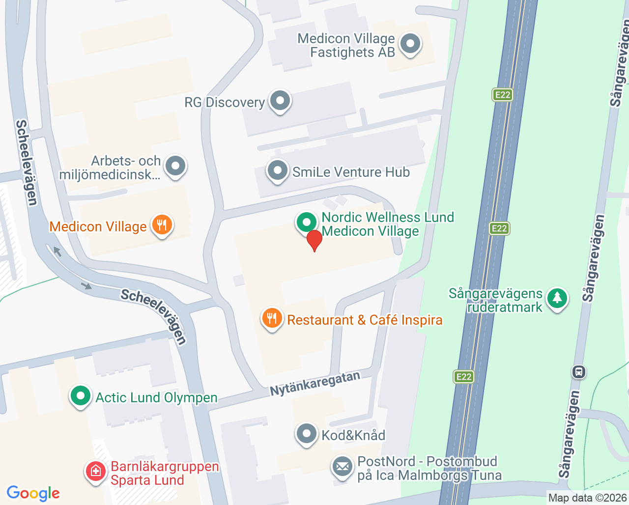 Karta till KRY Vårdcentral Lund