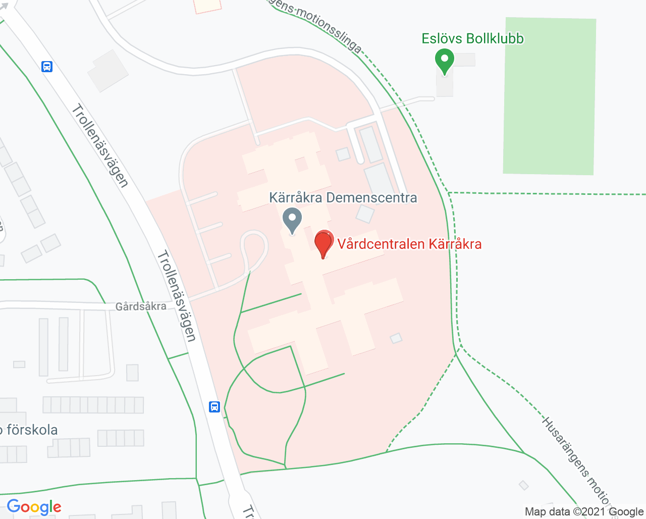 Karta till Barn- och ungdomsmedicinmottagning Eslöv