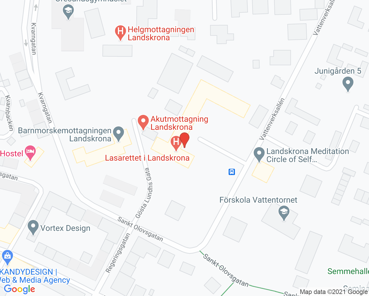 Karta till Hjärtmottagning Landskrona
