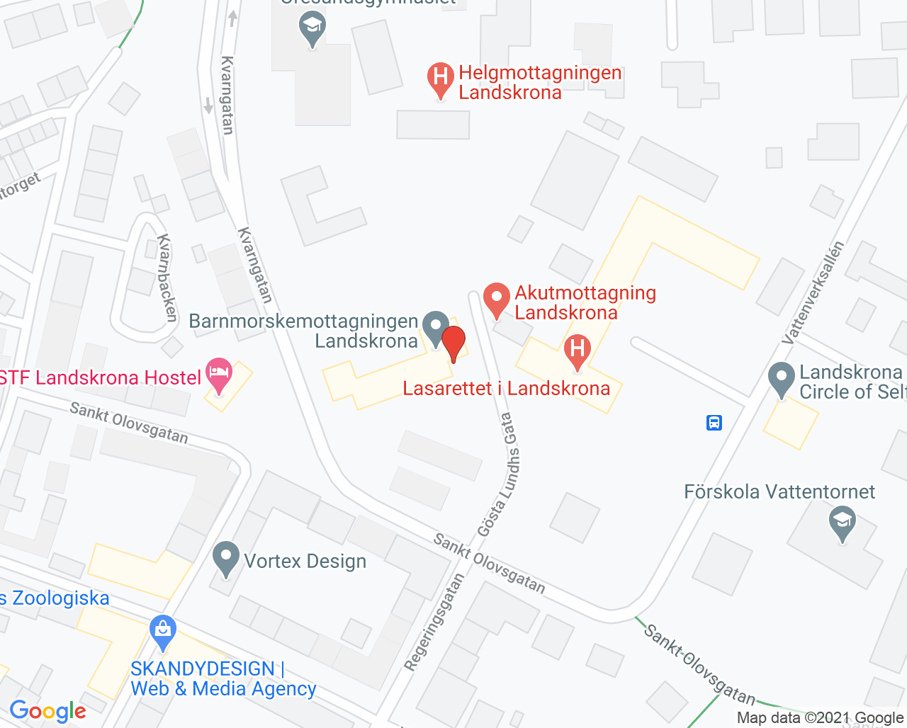 Karta till Logopedimottagning Landskrona