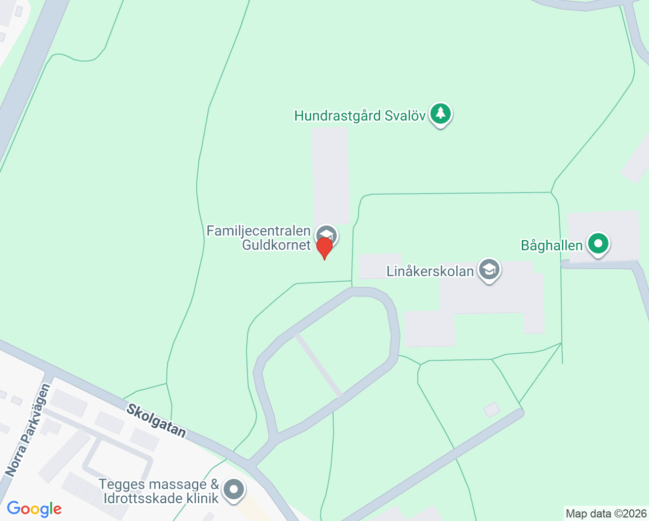 Karta till Barnmorskemottagningen Guldkornet Svalöv