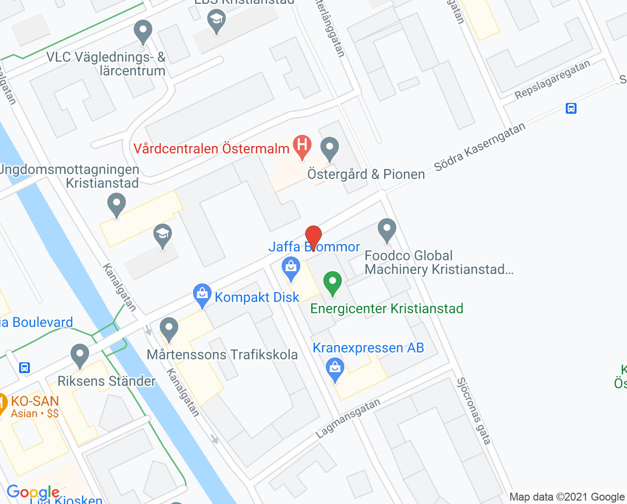 Karta till ÖSTERMALMS TANDVÅRD, Kristianstad
