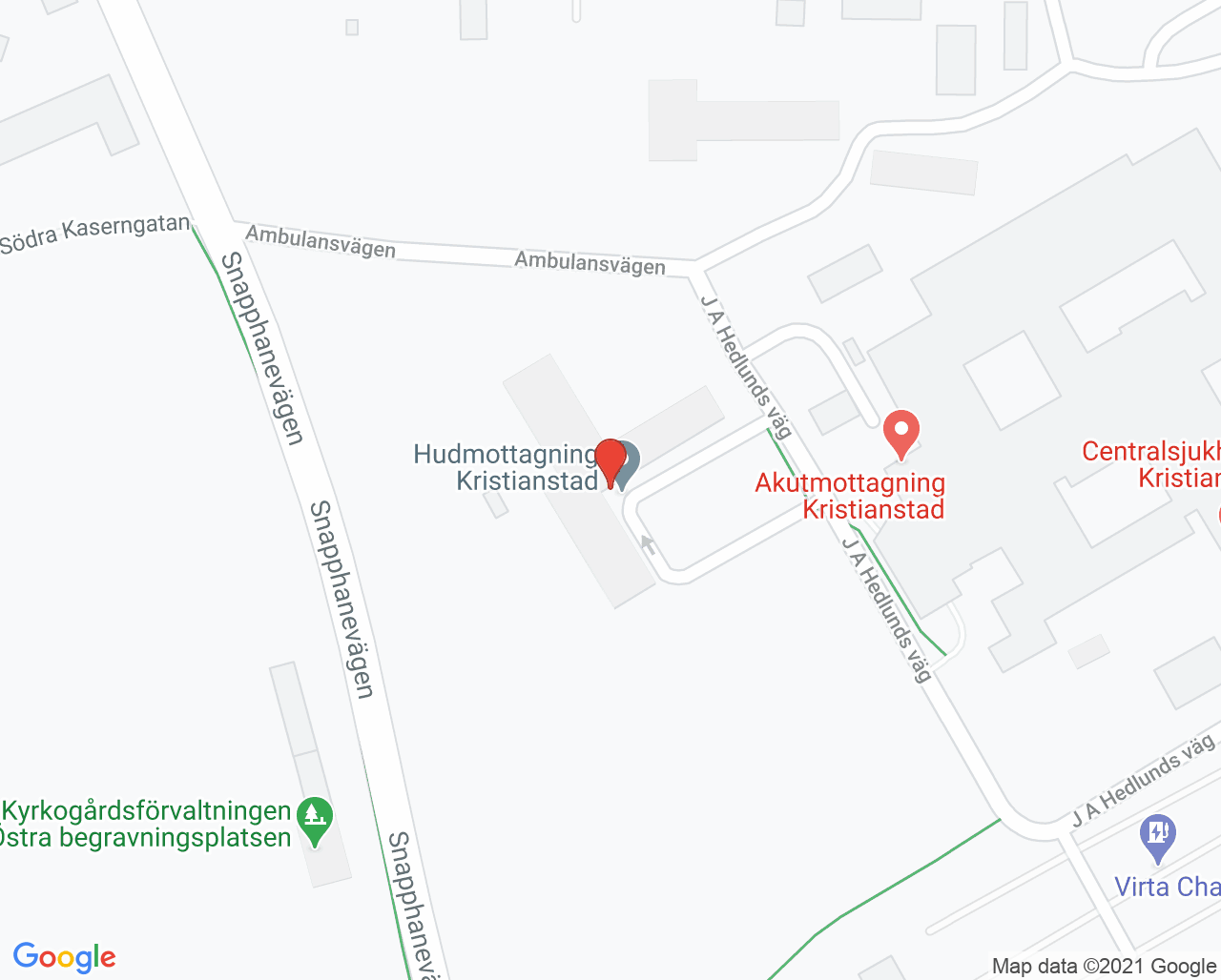 Karta till Infektionsavdelning Kristianstad
