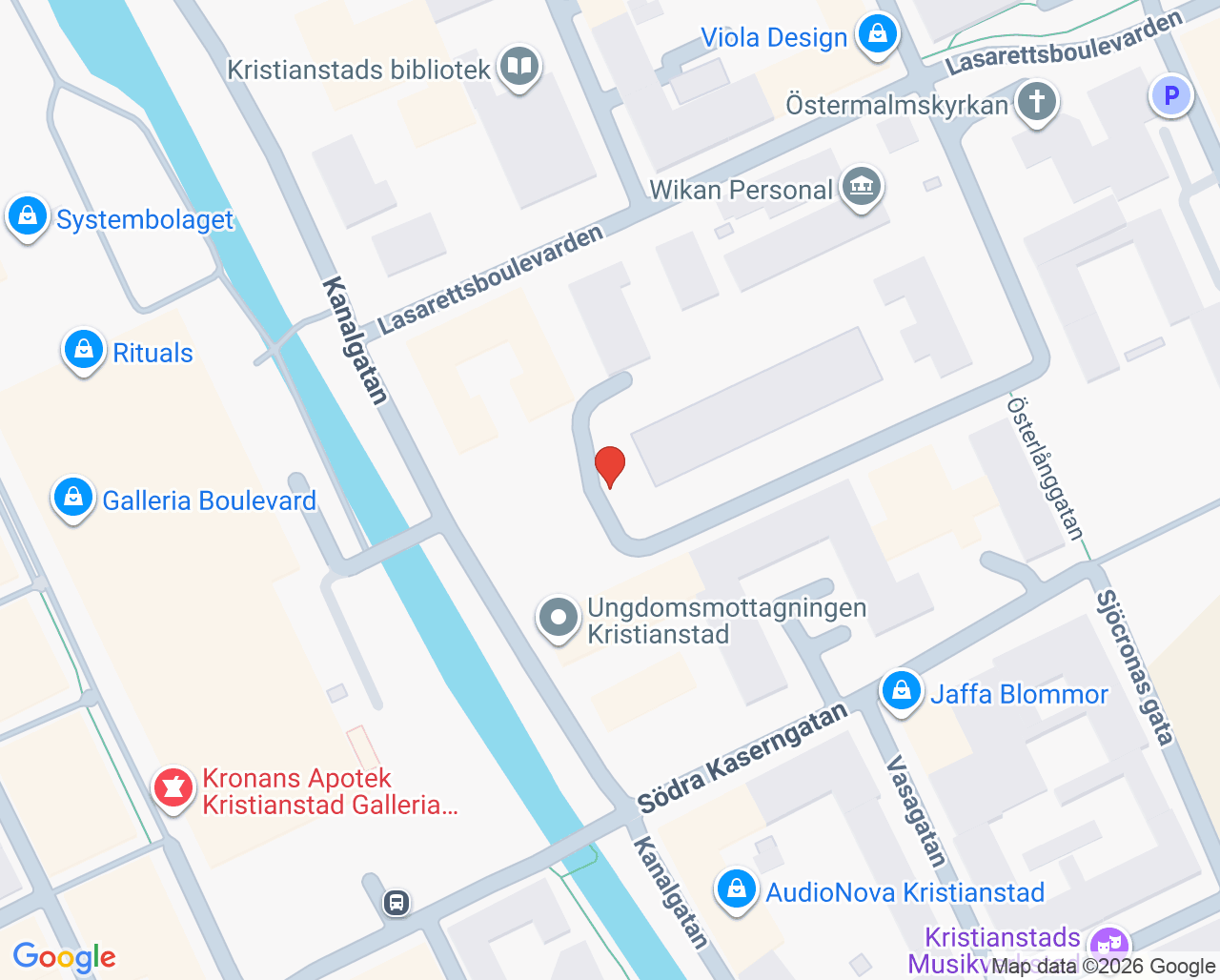 Karta till VE barnhälsovård Östermalm Kristianstad, Kristianstad