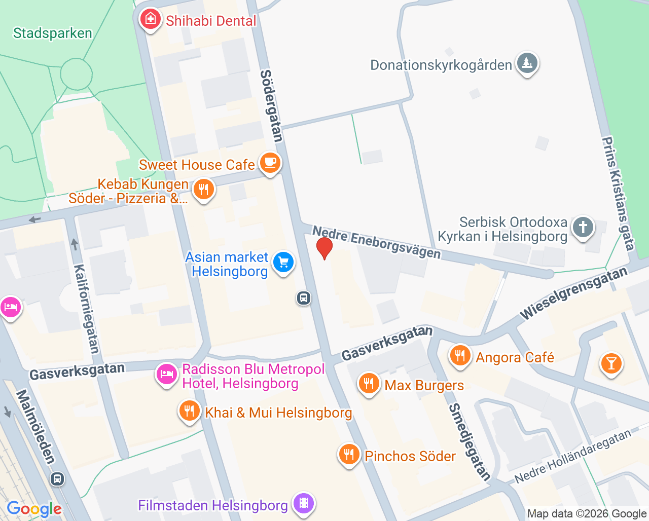 Karta till Capio Vårdcentral Helsingborg Centrum