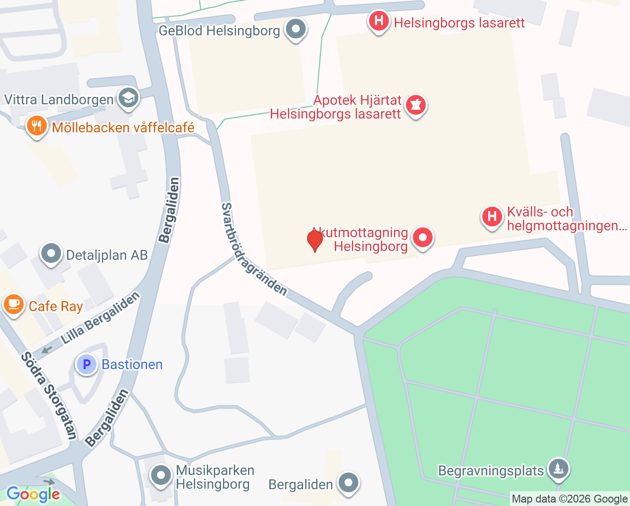 Karta till Eftervårdsavdelning medicin Helsingborg