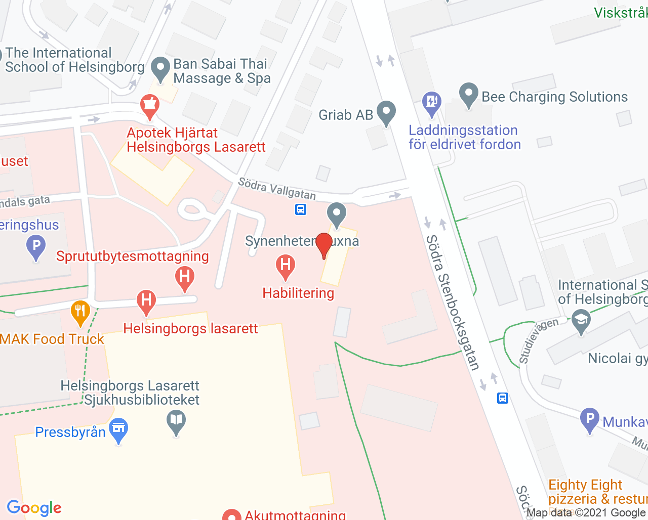 Karta till Logopedimottagning Helsingborg