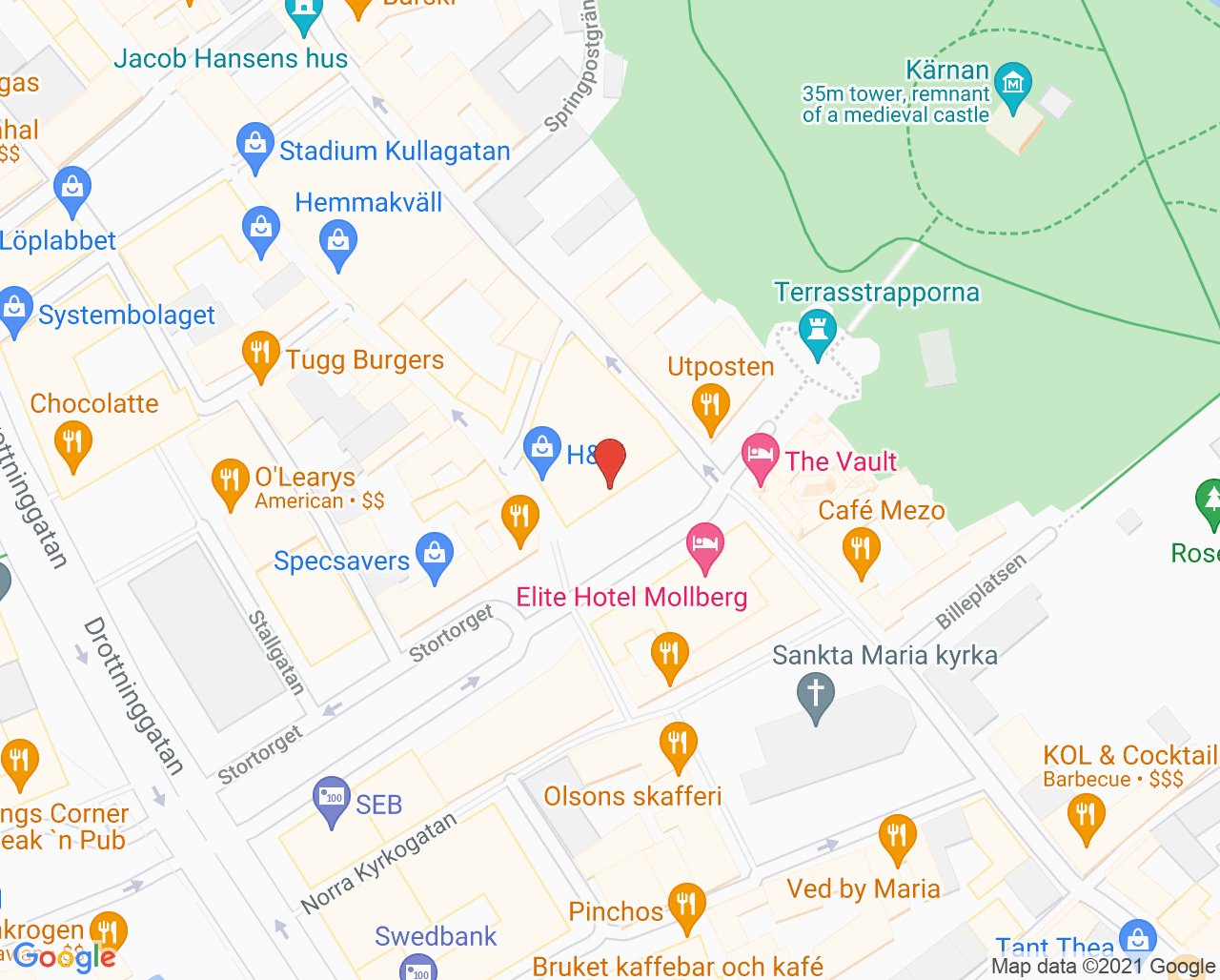 Karta till Viveca Engevall Stortorgets Gynekologmottagning, Helsingborg