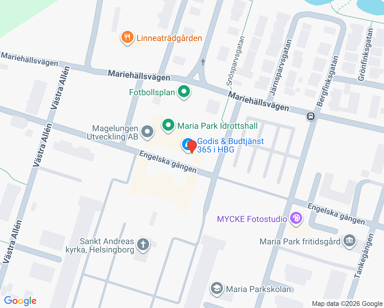 Karta till Capio Barnavårdscentral Helsingborg Mariastaden, Helsingborg