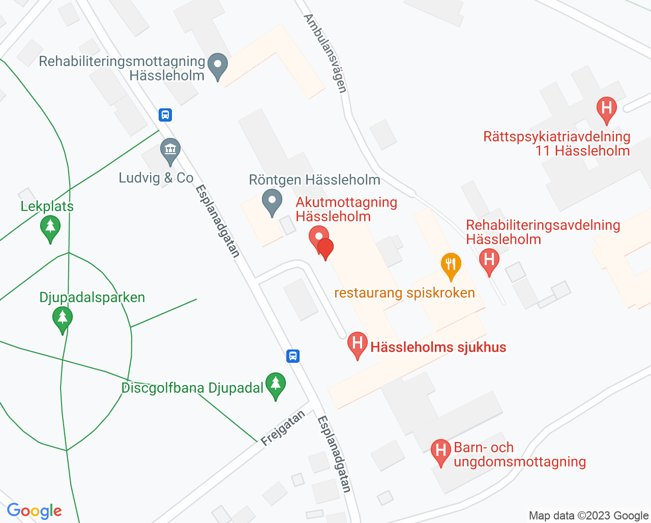 Karta till Kvälls- och helgmottagningen Hässleholm
