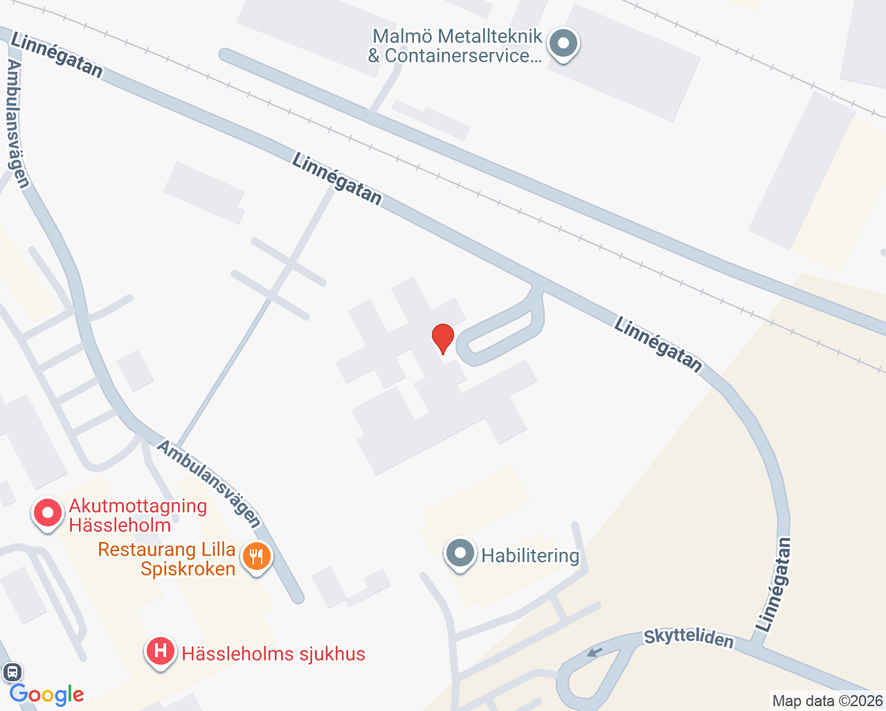 Karta till Vuxenpsykiatrimottagning Hässleholm