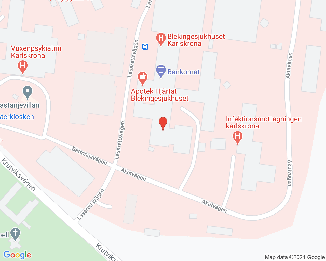 Karta till Lungmottagning Karlskrona