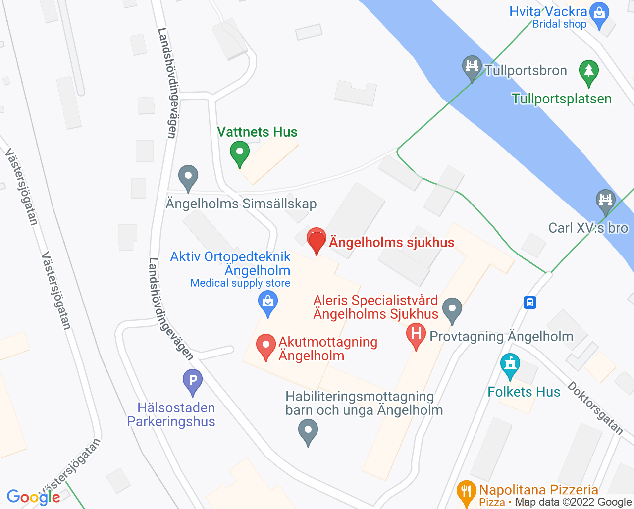 Karta till Medicinavdelning dagvård Ängelholm