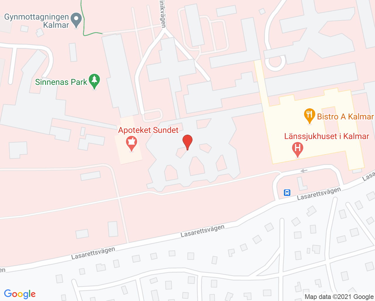 Karta till Ögonmottagningen Kalmar