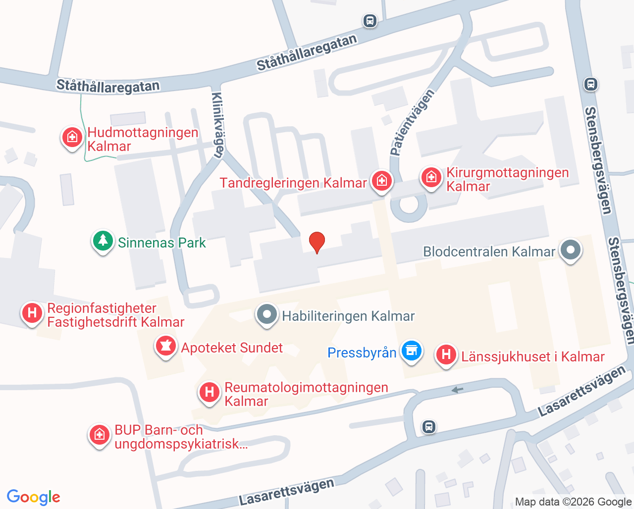 Karta till Strålbehandlingen Kalmar