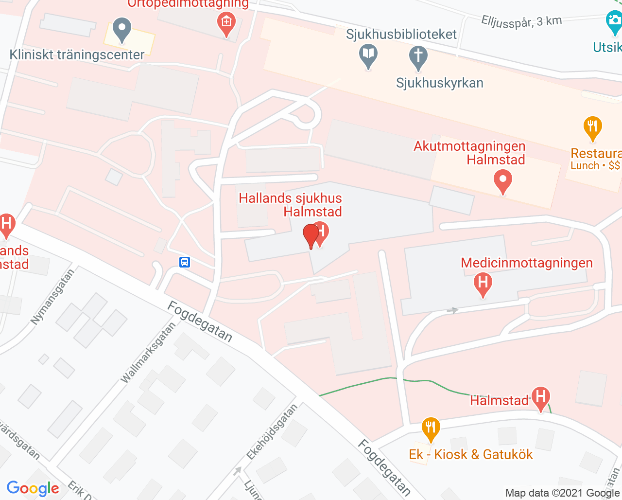 Karta till Endoskopimottagningen Hallands sjukhus Halmstad